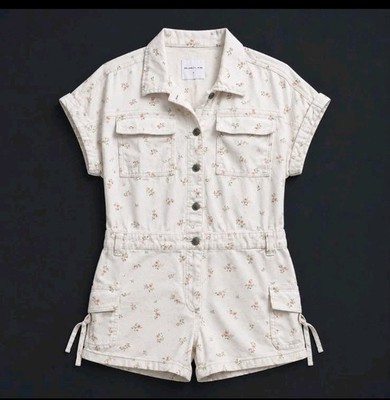 Celebrity Pink Romper Womens Large Floral Print Button Front Shorts Pockets