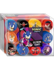 Sonic the Hedgehog, 12 Self-inking Stamps. Blue, Orange, Black, Red. Age 3+
