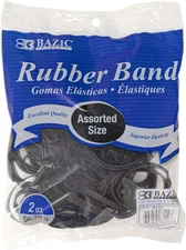 BAZIC Black Color Rubber Bands 2 Oz./ 56.70 G Assorted Sizes, Made in USA Elasti