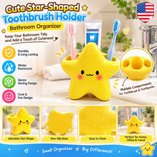 Star Toothbrush Holder Cute Face Freestanding Bathroom Organizer Toothpaste USA