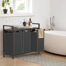 Laundry Sorter Hamper Basket Oxford Fabric Bags with 3 Pull-Out Removable