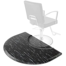OPEN BOX - 3' x 4' Semi Circle Anti-Fatigue Barber Chair Floor Mat - 1" Marble