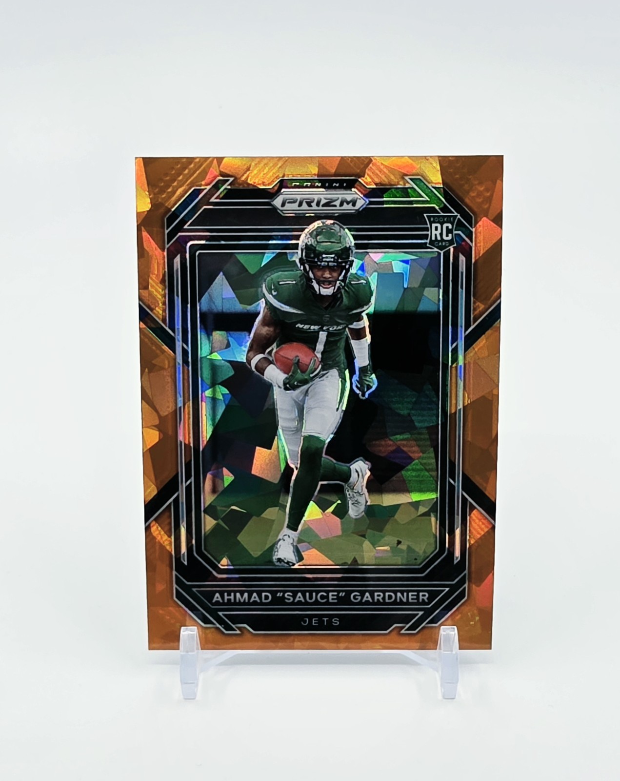 Ahmad "Sauce" Gardner 2022 Panini Prizm Rookie Orange Cracked Ice Prizm No. 341