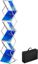 6 Pocket Literature Rack, Pop Up Aluminum Magazine Holder with Carrying Bag