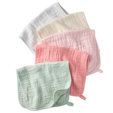 Riley Crinkle Burp Cloth 5 Pack Muslin Newborn Girls Boys Strawberry