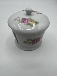 Vintage Giftco Ceramic Stamp Dispenser With Roses Cottage Core Trinket Romantic