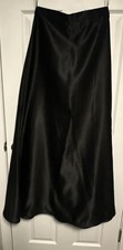 Vintage 90s Tadashi Collection Black Satin Tulip Fishtail Maxi Skirt UK Sz 14