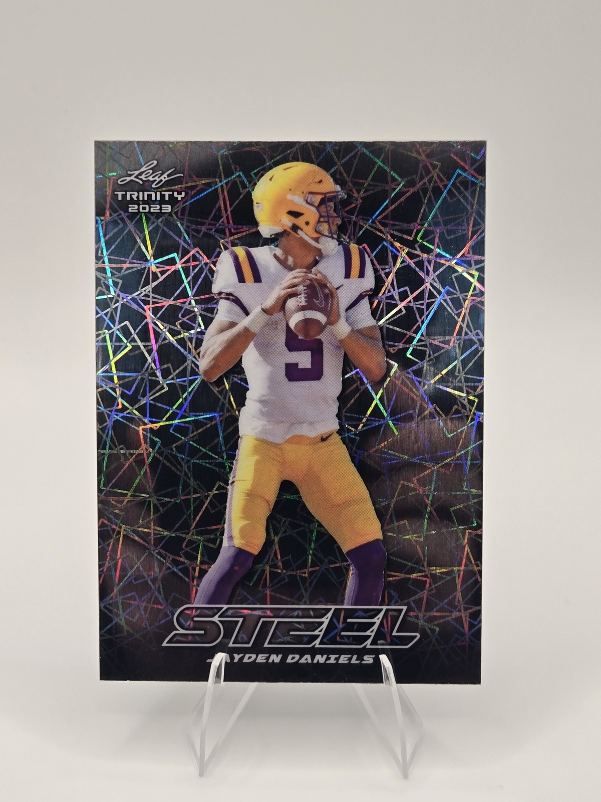 2023 Leaf Trinity #S-45 Jayden Daniels Steel Lazer Silver