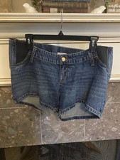 Isabel Maternity Side Panel MIDI Maternity Blue Jean Shorts 4 inseam Size 6