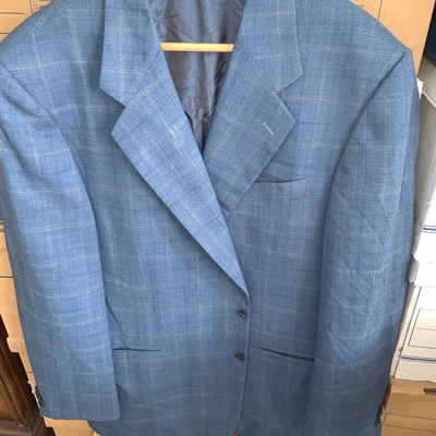 Pal Zileri Men's 100% Wool 2-Button Blazer Blue Plaid Italy   42L US | 52 EUL