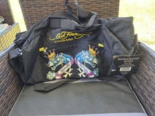 Ed Hardy Double Panther Black Canvas Duffle Bag New Condition N6
