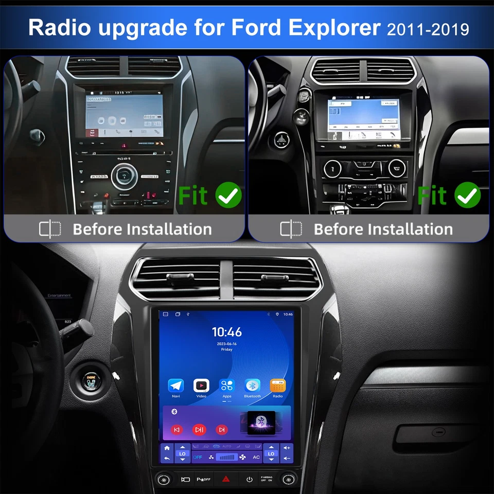 12.1" Tesla Style For Ford Explorer 2011-2019 Car Radio Stereo CarPlay GPS Navi - Image 2 of 4