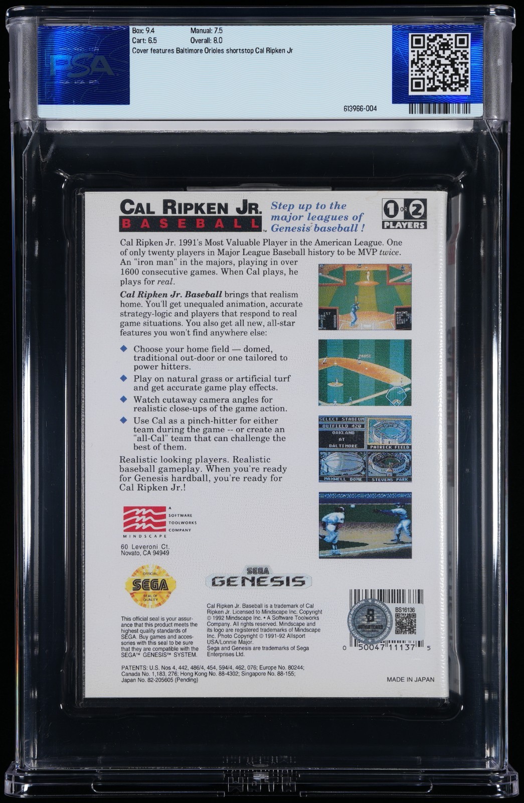 Cal Ripken Jr Baseball Sega Genesis PSA 8.0  Auto BAS CIB view 2