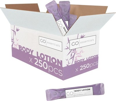 Go Essentials Travel Lotion Packets 250ct Single Use Airline Friendly Skin Care