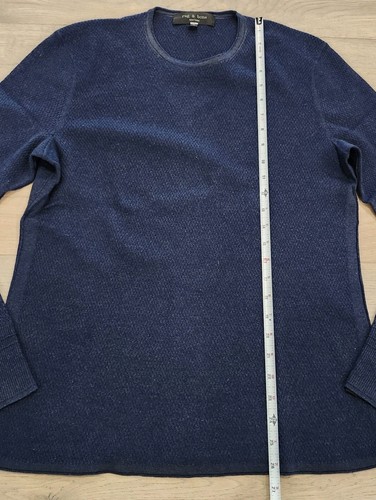 Rag & Bone Sweater Men's Medium Martin Extra Fine Merino Wool Crewneck Blue Soft - Picture 7 of 8