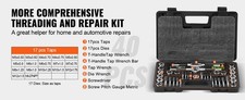 40pcs Tap And Die Set Metric Sae Threading Tool Kit Bearing Black Case