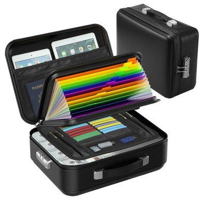 Fireproof Document Box with Lock, Hard-Shell Case File Organizer with Accordi...