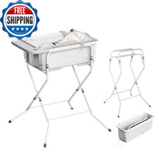 Collapsible Baby Bathtub with Stand - Large Capacity Baby Bath Tub with Thermome