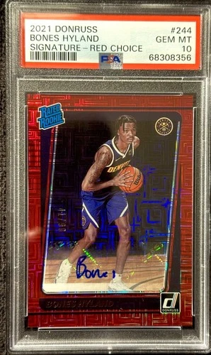 2021-22 Panini Donruss Optic Bones Hyland (PSA 10) Auto Rc Red Choice /99 Gem Mt