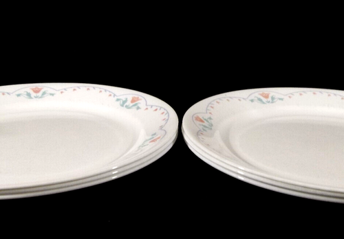 Corelle Set of 3 White Dinner Plates - Pink Floral with Blue Scallop Trim - Picture 12 of 12