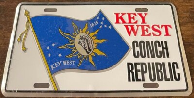 Key West Florida Booster License Plate Conch Republic