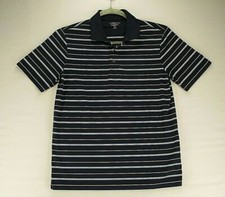 Croft Barrow Performance Polo Shirt Men's Medium Blue with Multicolor Stripe