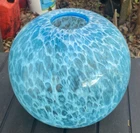 Murano Large Globe Vase Blue Art Glass Mouth Blown Sphere 10.5 Inches T x 11.5 W