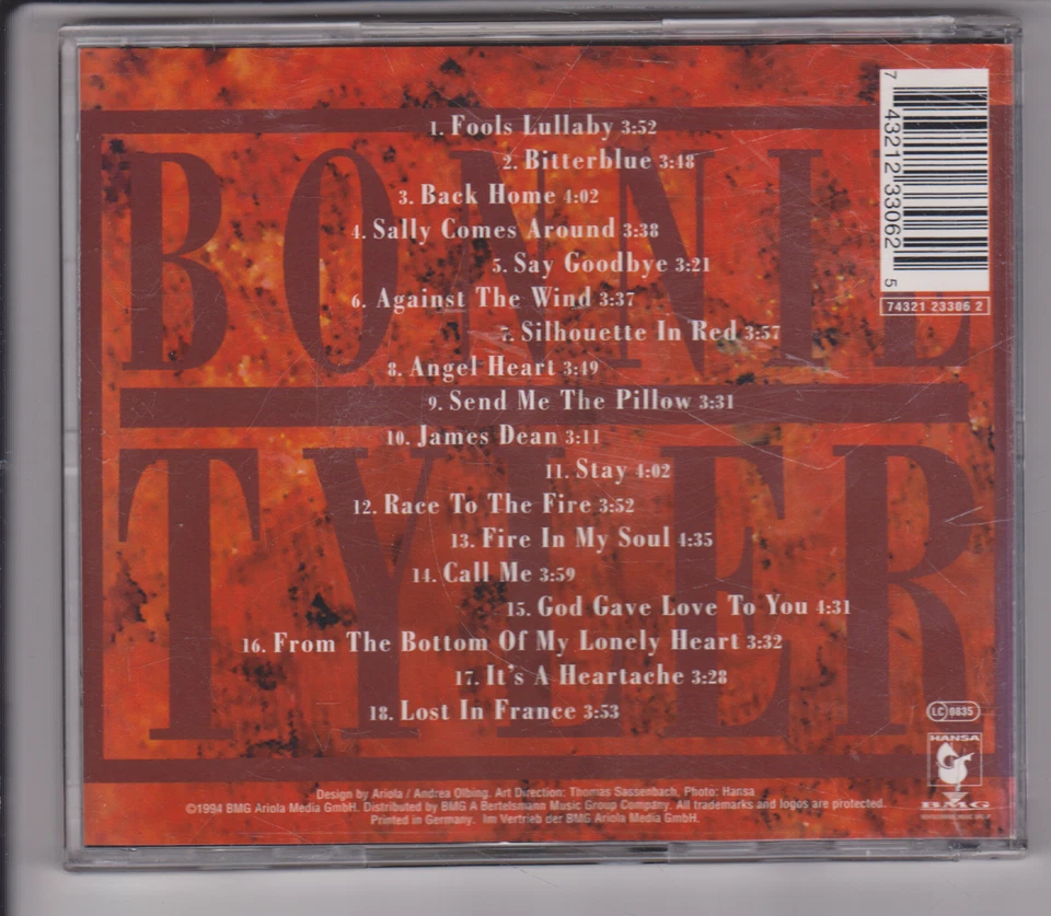 Comeback: Single Collection '90-'94 de Bonnie Tyler (CD, febrero-1995, Bmg/Hansa) Foto 2 de 3