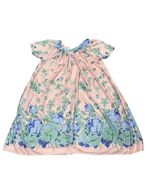 Vtg Bernette New York Women s OSFA Nightgown Pink Blue Green Floral USA Made EUC