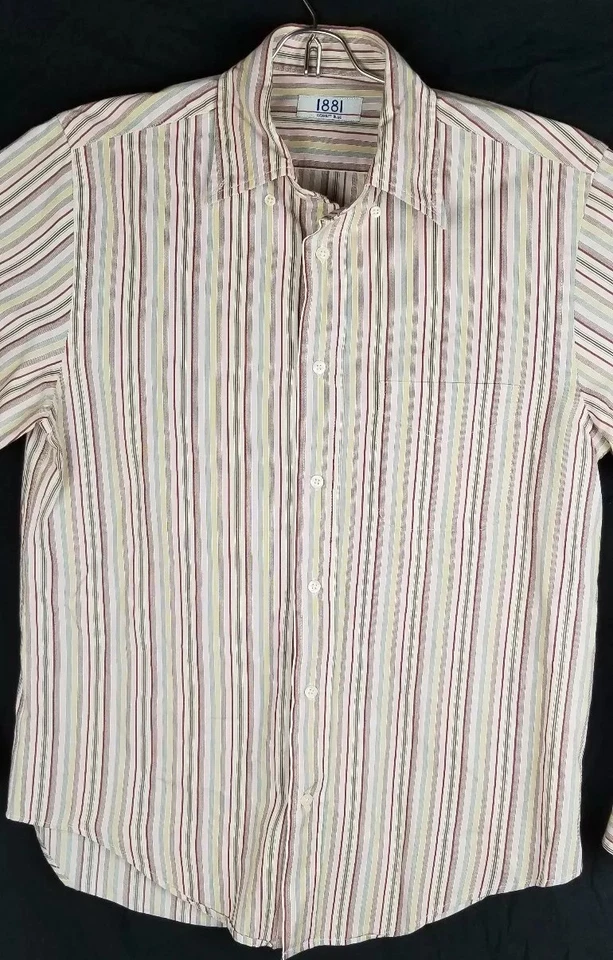 1881 Cerruti Blue Men Size 39 Strip Multi Color Button Down Shirt - Image 2 of 4