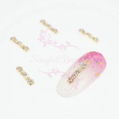 10 Rectangle Flat Bar Design Clear Zircon Rhinestones Japanese Style 3D Nail Art