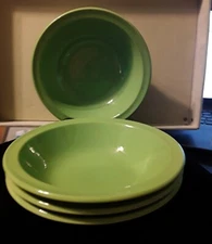 JC Penney Ironstone GREEN ~ Set of 4 ~ 7-1/4" Soup Cereal Bowls
