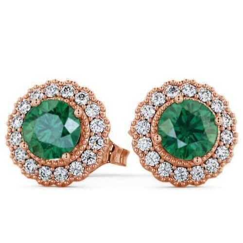 Boucles D'oreilles Dormeuses Or Jaune Flash Et Argent Sterling – Coupe émeraude, Zircons Roses