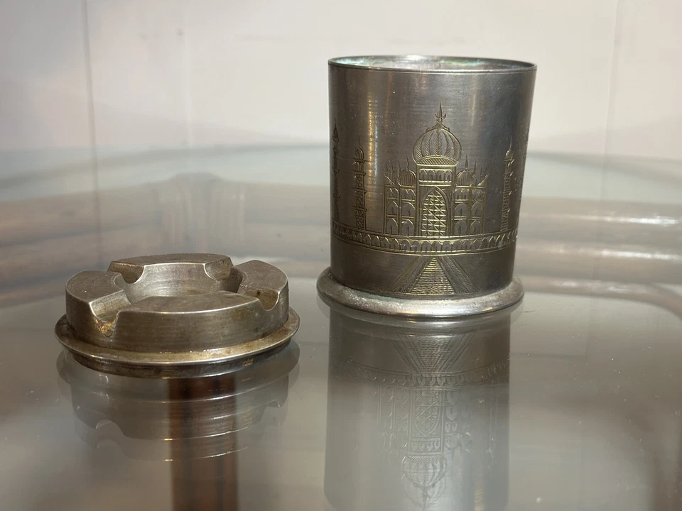 Antiguo portero de cigarrillos decorado a mano, indio, latón, lata de tabaco, victoriano Foto 3 de 4