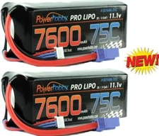 Powerhobby 3S 11.1v 7600mAh 75C Lipo Battery w EC5 Plugs ( 2 Pack)