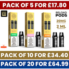Gold Bar Reload Pods | Prefilled Replaceable | 20mg Nicotine | 2ml | E-Cig | UK
