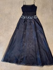 Vintage Fredericks of Hollywood S Black Sheer Midriff Sequin Gown NEW never worn