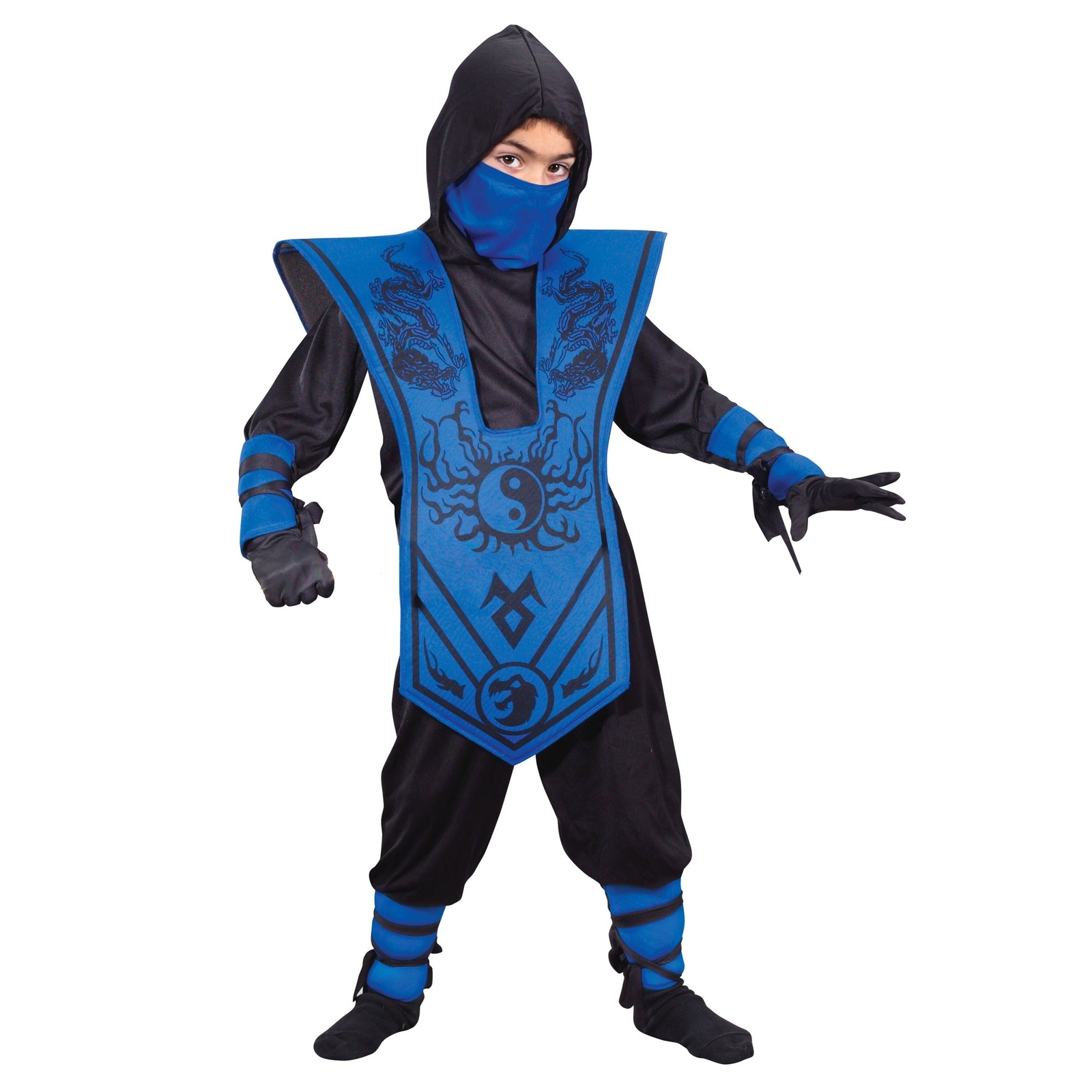 Fun World Inc. Complete Blue Ninja Boy's 7PC Halloween Dressup Costume M 810 eBay