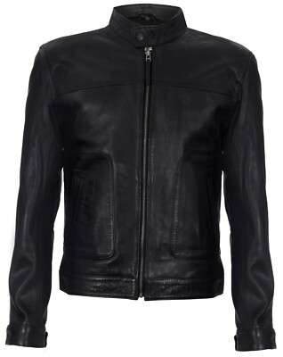 Infinity Leather Herren Jacke Real Soft Echtes Leder Klassischer Kragen, Schwarz