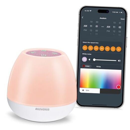 Baby Sound Machine， White Noise Machine for Baby Sleeping with Night Pink