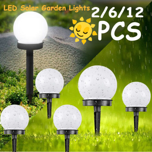 LED Garden Light Solar Round Ball Waterproof Outdoor Path Lawn Lamp2 / 6 / 12PCS - Picture 1 of 13