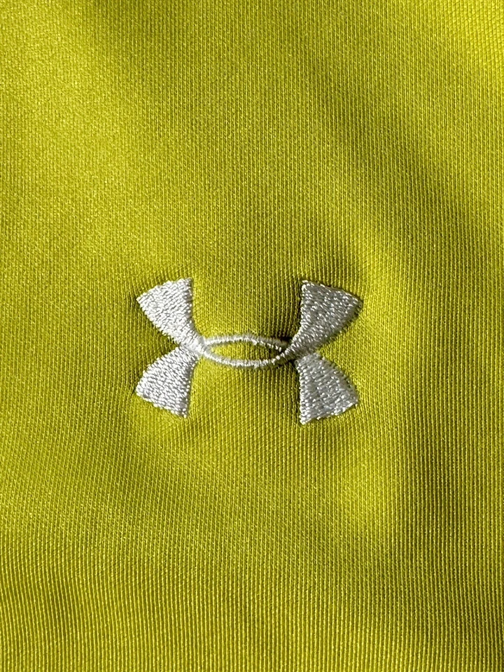 Under Armour Heat Gear Polo Shirt Mens L Loose Fit Yellow Short Sleeve Golf - Image 4 of 4