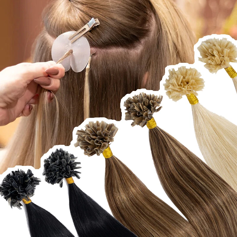 Thick Russian Remy Human Hair Extensions Keratin Bondings Nail U Tip Hair Blonde - Image 2 of 4