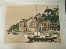 DENIS PAUL NOYER Noyer Lithograph S/N Limited Edition of 275 Sailboats in Harbor