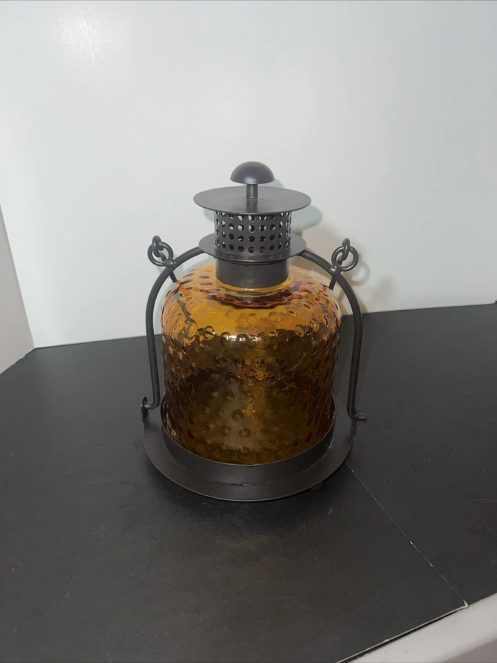 Tarro de campana de metal y vidrio de 8” x 6,5” linterna colgante o de mesa Foto 2 de 4