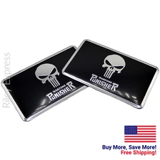 (2 PACK) ALUMINUM Warzone Punisher Decal Sticker Emblem For Auto Car 3.12" x 2"