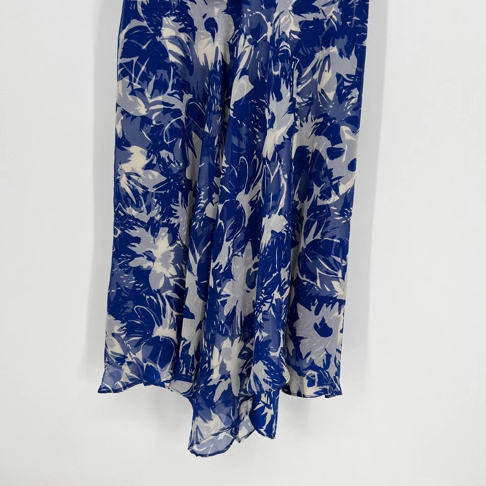 Vestido Donna Ricco Mujer 10 Azul Floral Asimétrico Seda Tropical Vacaciones Foto 4 de 4
