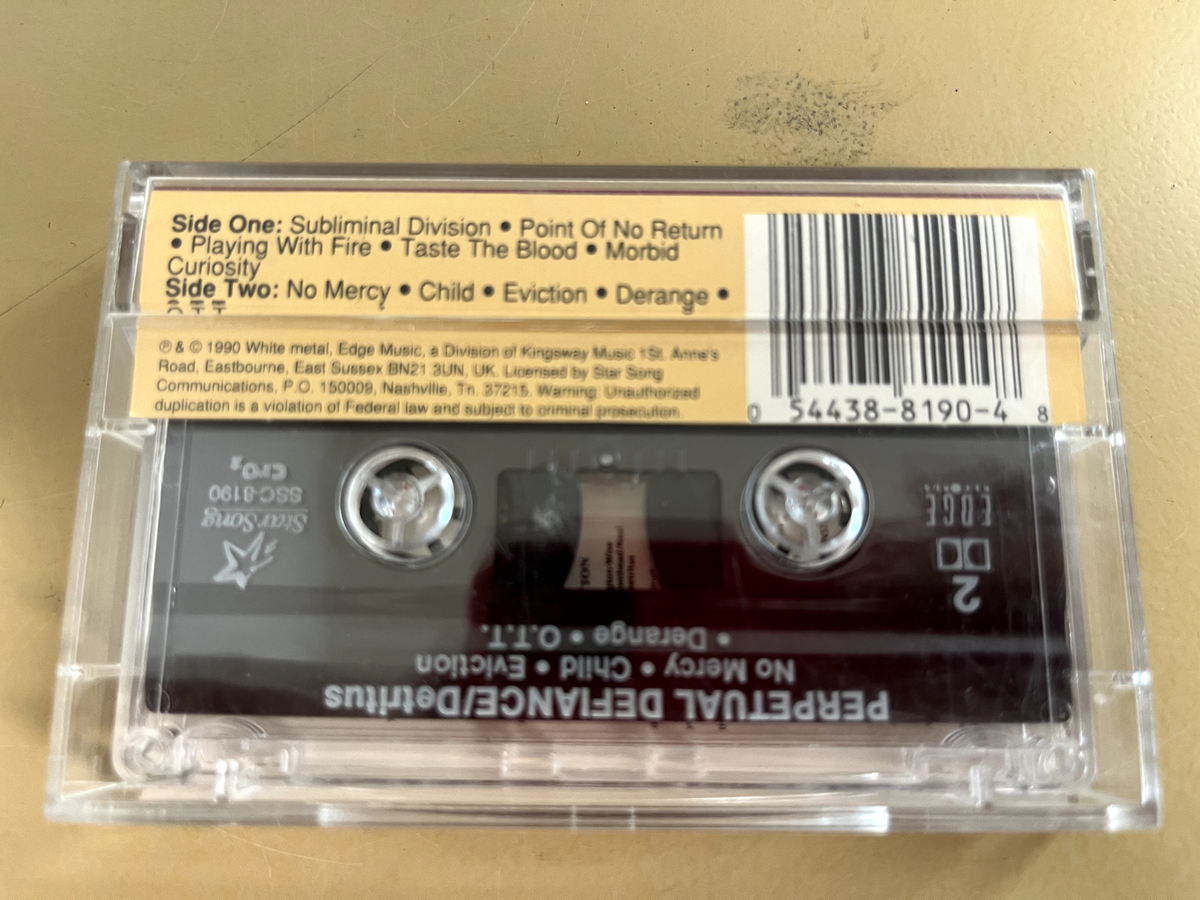 Detritus - Perpetual Defiance - 1990 Cassette, White Metal, Edge