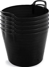 Black 3 X 40 Litre Strong Large Flexi Tub Rubble Container Home Garden Flexible