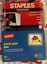 Lot of 2 Sealed Staples Photo Plus Gloss Paper 4"x6" - 110 Sheets Total